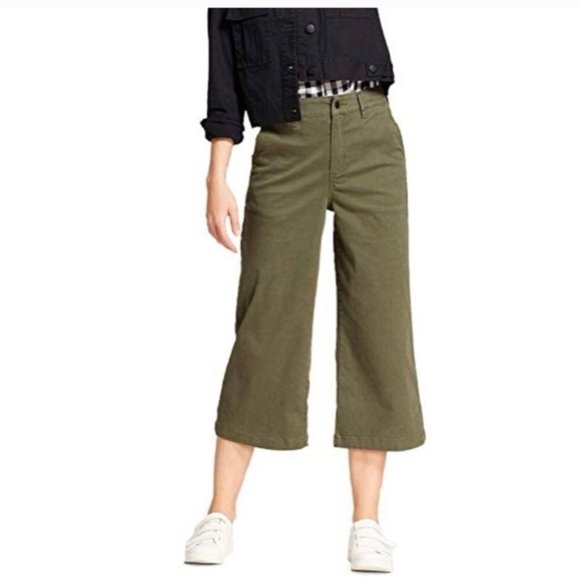 Zara Pants - [Zara] Olive Green Wide Leg Coulotte Pants